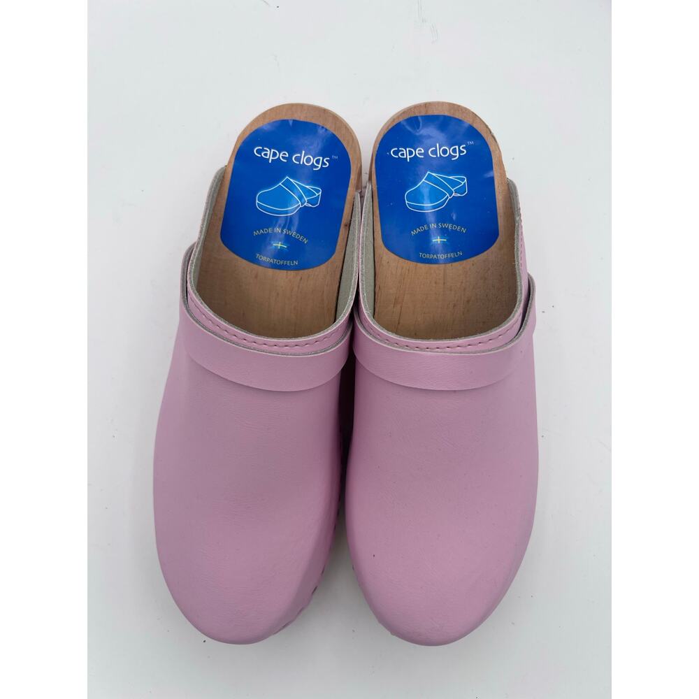 Cape Clogs Pink Leather Wooden Clogs - Picture 3 of 5